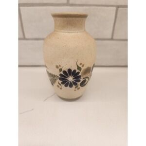 Vintage‎ Mexican Pottery Small Handpainted Floral Rustic Mexico Vase 4 3/4 Tall